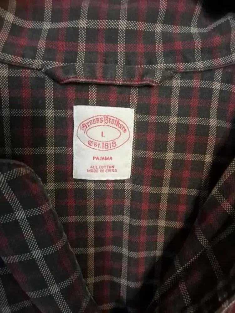 Brooks Brothers Maroon, Tan and Black Pajama Top‎ Size Large